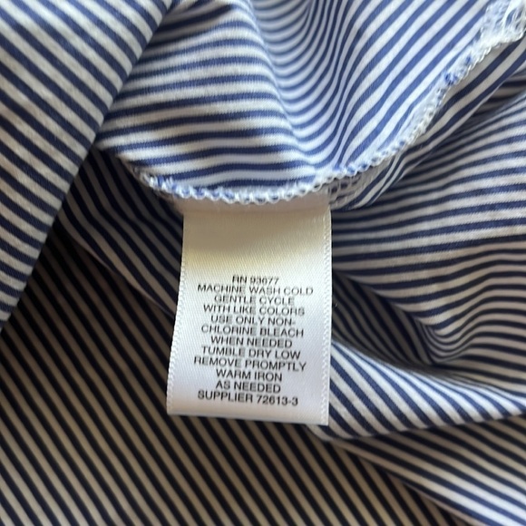 Liz Claiborne pull over embroidered sleeves size small blue white stripes size S - Picture 11 of 13
